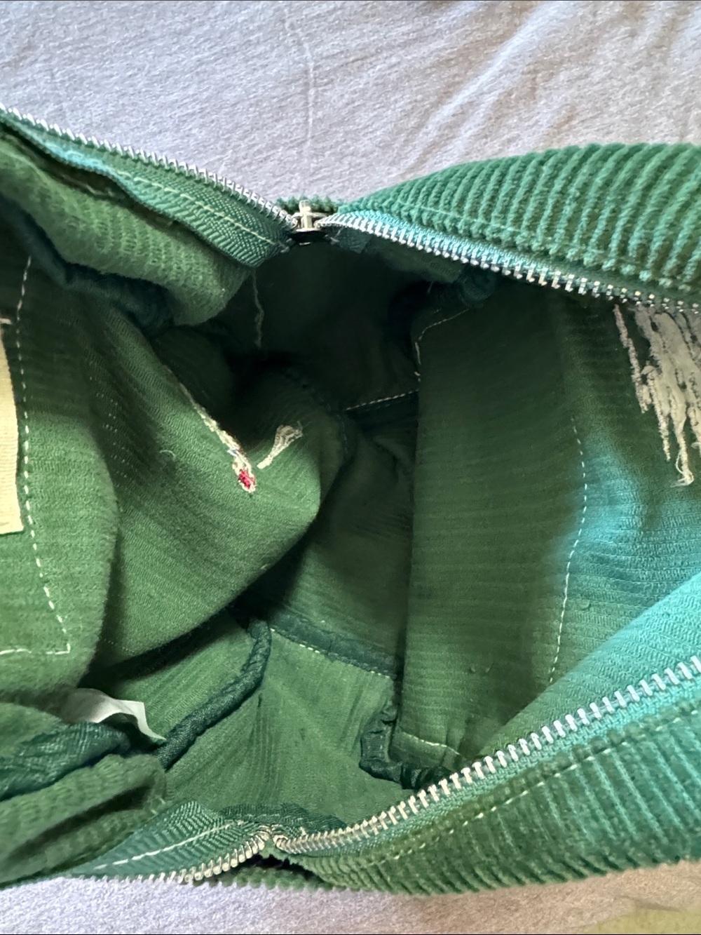 Urban Outfitters Green Corduroy small embroidered backpack 100% Cotton - Picture 8 of 15